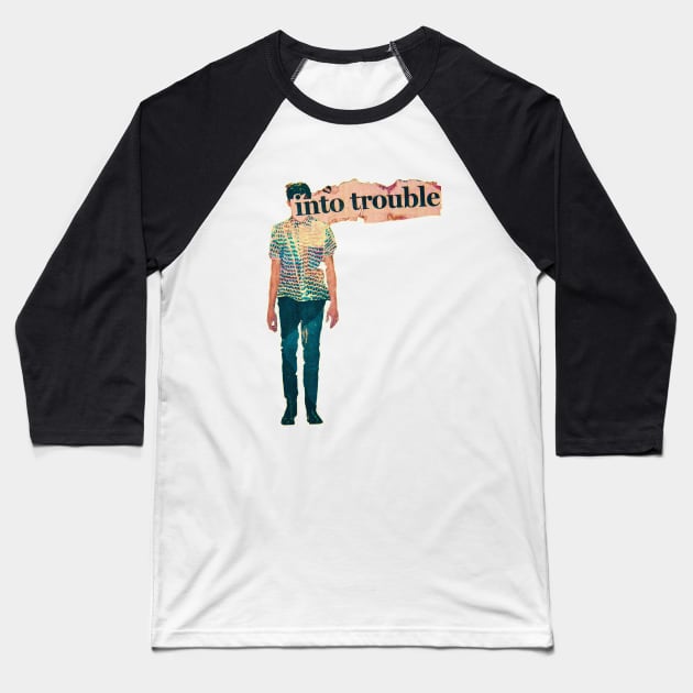 Boy (Into) Trouble Baseball T-Shirt by badlydrawnbabe